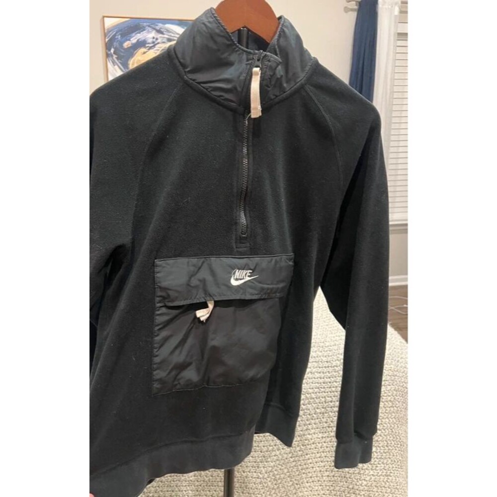 Nike Men’s Black Fleece 1/2 Zip Pullover Jacket Utility Pocket Size Small